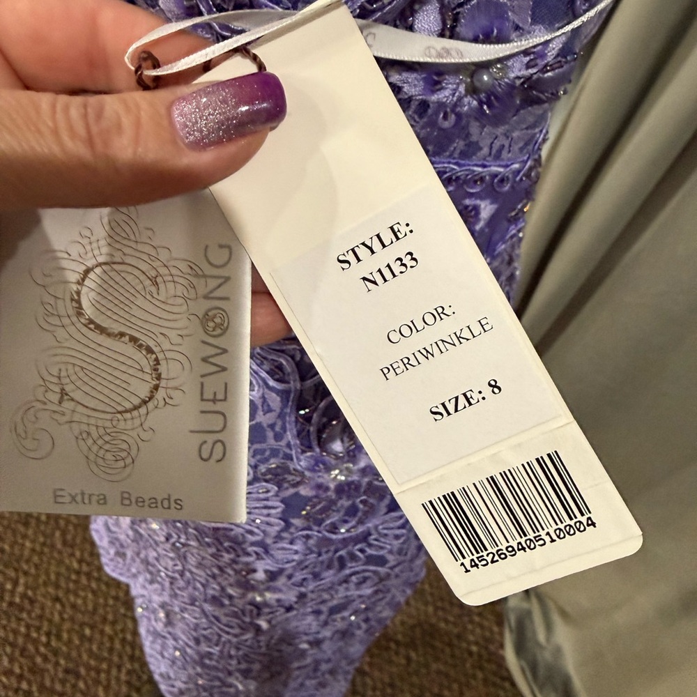Sue Wong Lavender Embroidered Midi Dress - Picture 5 of 8